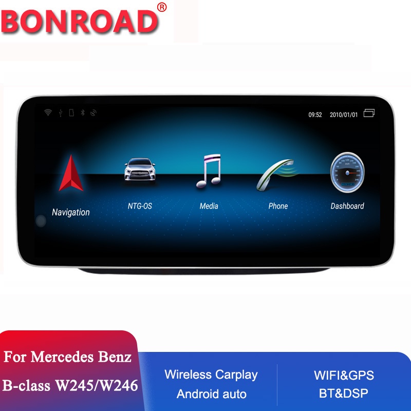 Bonroad  Android Car Radio Multimedia Player GPS Navigation Apple Carplay For Mercedes Benz Class B W245 W246 2011-2019