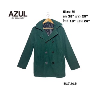 AZUL by Moussy coatwoman เสื้อโค้ทผู้หญิงผ้า polyester and wool size M อก 38 สีเขียวซับในอย่างดี กระเป๋าซ่อน2ที่ B17.b16