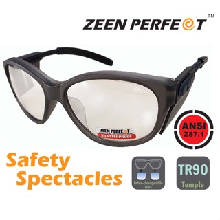 แว่นตาเซฟตี้ ZEEN PERFECT ZP198 Nuvo series Inter-Changeable Antifog Lens เปลี่ยนเลนส์ได้-ขาปรับระดับสั้นยาว-Side Guard