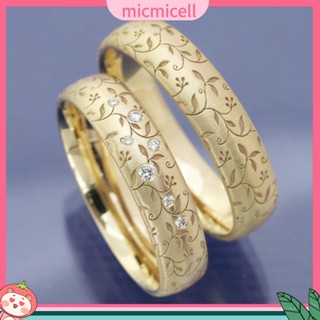 (micmicell) แหวนแกะสลัก ลายดอกไม้ หรูหรา สําหรับคู่รัก