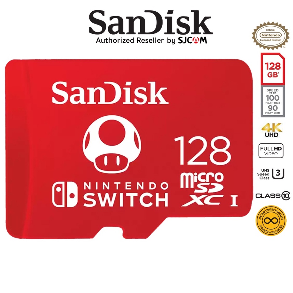 SanDisk microSDXC for the Nintendo Switch 64GB,128GB (SDSQXAO) Memory Game Nintendo Switch Lifetime