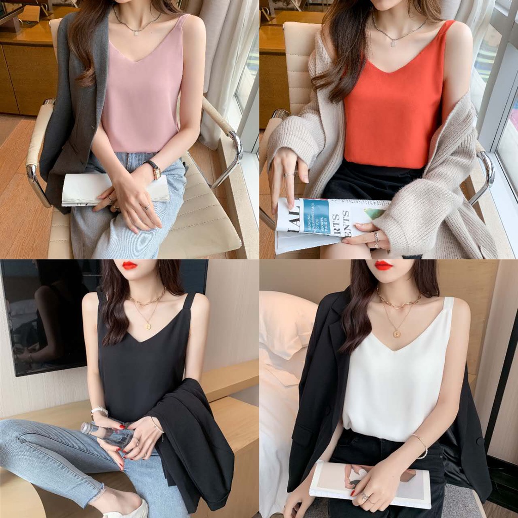 SELL เสื้อสายเดี่ยวผู้หญิง เซ็กซี่ ผ้าแฟชั่นผู้หญิงเกาหลี ผ้าชีฟอง