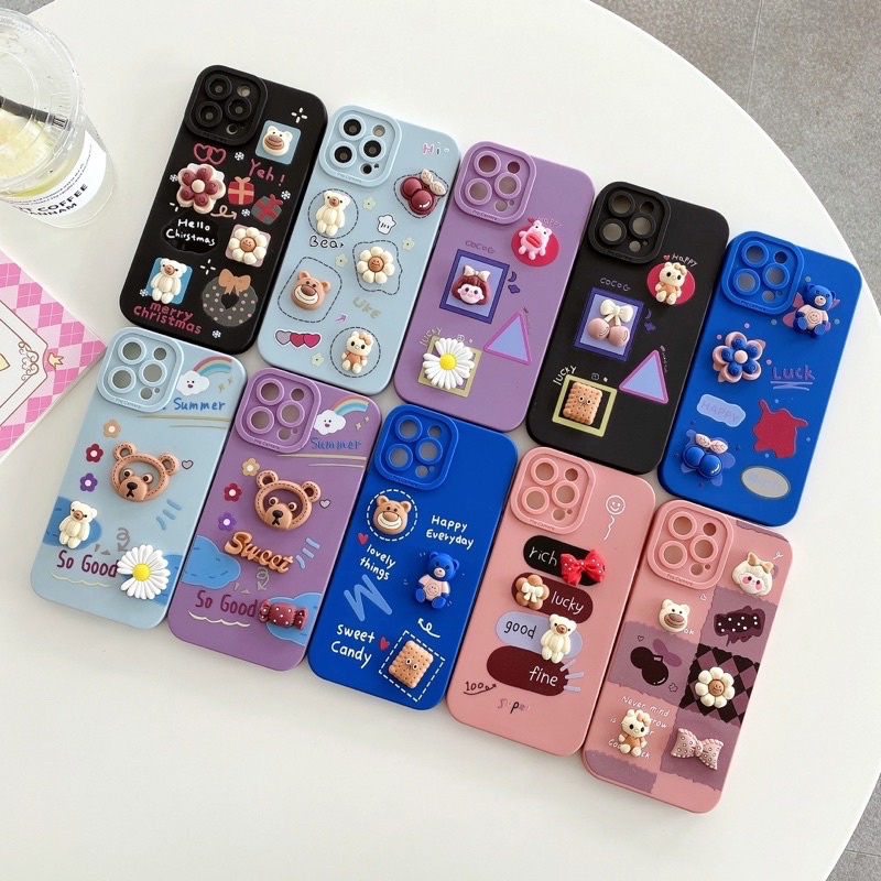 Vivo Y16 V25 V25E V25 Pro Y35 Y30 Y30i Y50 พร้อม RAISED DOLL MOTIF SOFT CASE MACAROON PRO CAMERA