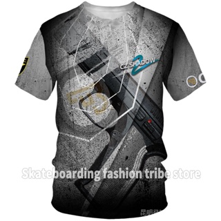 เสื้อยืดแขนสั้น พิมพ์ลาย 3D ระบายอากาศ สีเทาเงา แฟชั่นฤดูร้อน IIJO CZ Shadow Grey 2