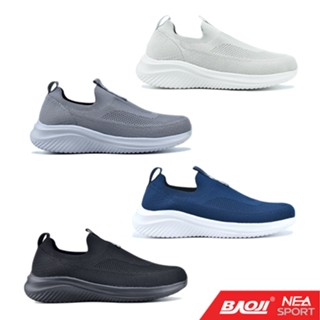 [ลิขสิทธิ์แท้] BAOJI 694 Smart Slip-on  รองเท้าผ้าใบ บาโอจิ แท้ ผู้ชาย