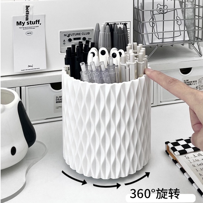 Ohaya กล่องเก็บแปรงแต่งหน้า ปากกา เครื่องเขียน อเนกประสงค์ หมุนได้ - รูปที่ 2