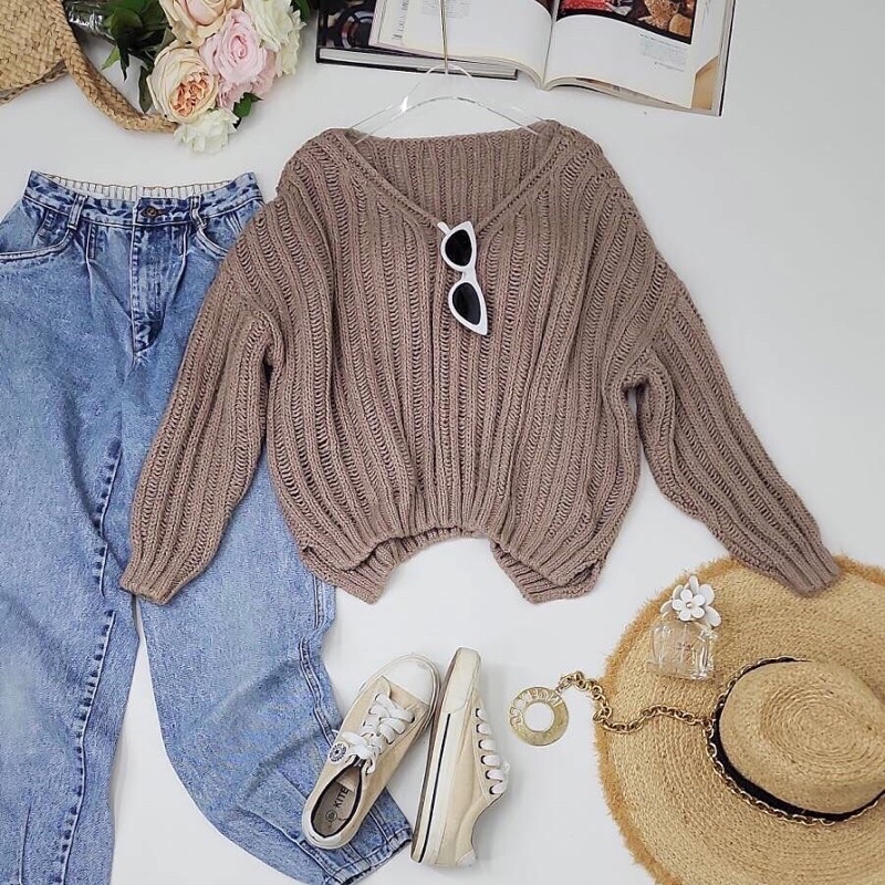 Sweater ไหมพรมถักโปร่ง