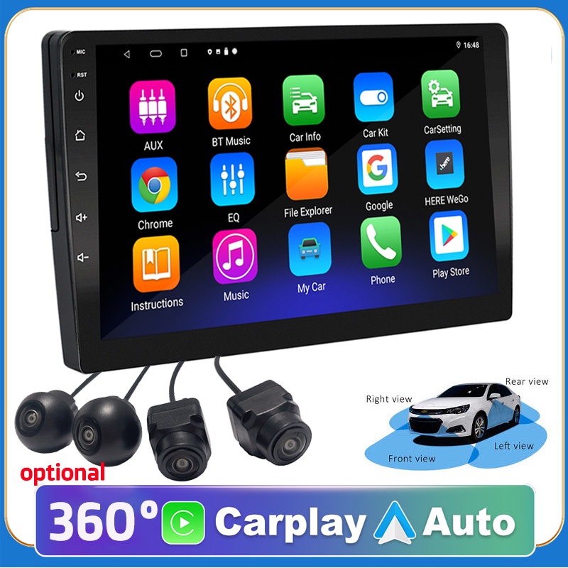 [4G+32G Ips 8 Core] 2 Din Carplay Android วิทยุติดรถยนต์ สเตอริโอ GPS RDS WIFI บลูทูธ 360° เครื่องนํ