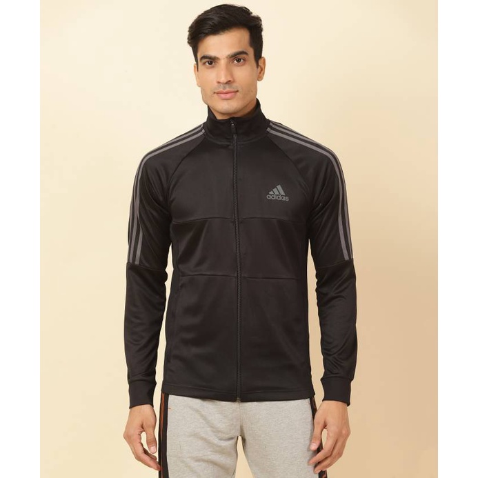 Das Aeroready Sereno Cut 3-Stripes Slim Track Top สีดํา แถบสีเทา GT8803