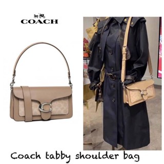 COACH Tabby Shoulder Bag 26 in Signature Canvas with Beadchain กระเป๋าสะพายไหล่