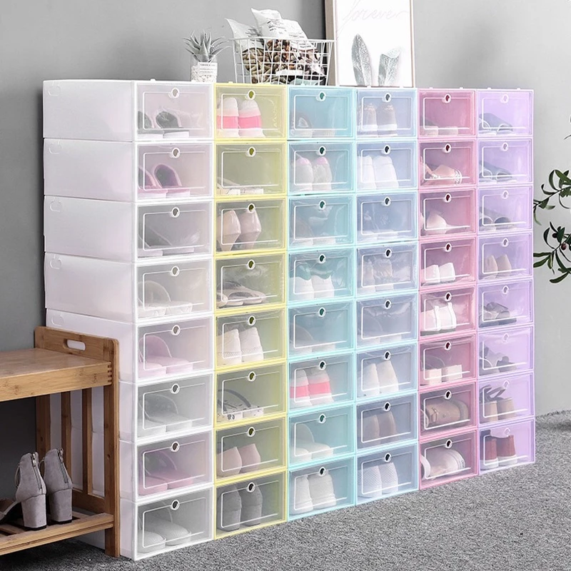 Goody Home กล่องพลาสติกใส่รองเท้า ฝาหน้าเปิดปิดได้ พับเก็บได้และต่อได้หลายชั้น สีพาสเทล ราคาต่อกล่องและประกอบเอง thumbnail 4