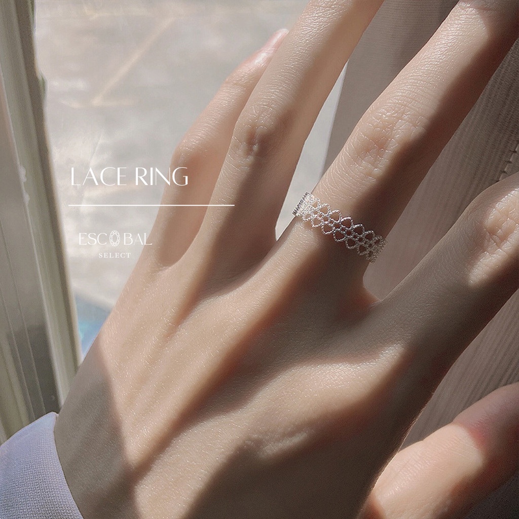 ESCOBAL✨แหวนเงิน Lace Ring แหวนปรับขนาด แหวนเงินแท้925 แหวนแฟชั่น แหวนมงคล แฟชั่นสุดชิค ของขวัญ