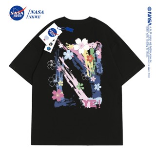 เสื้อยืดแขนสั้นลําลอง ผ้าฝ้าย ทรงหลวม ลาย NASA แฟชั่นฤดูร้อน สําหรับผู้ชาย และผู้หญิง