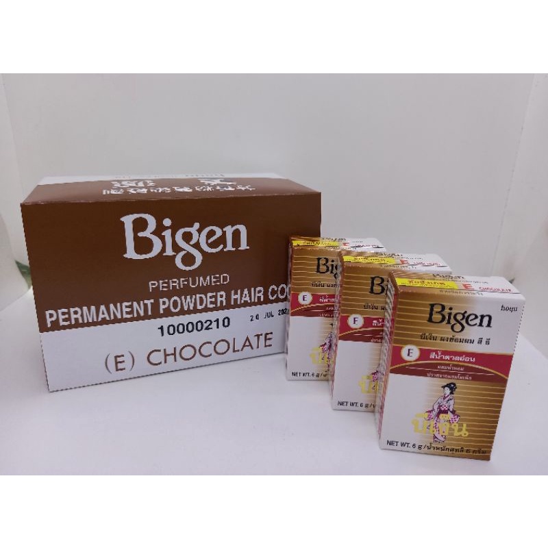 Bigen บีเง็น ผงย้อมผม ( E ) Chocolate สีน้ำตาลอ่อน 6g.