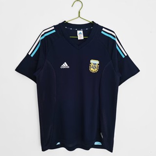 เสื้อกีฬาแขนสั้น ลายทีมชาติฟุตบอล Argentina Away Jersey 2002 ไซซ์ S - XXL สไตล์เรโทร คลาสสิก