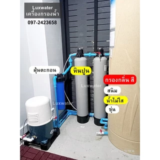 [โค้ดส่วนลด*เครดิตเงินคืน*จัดส่งฟรี] ชุดถังกรองน้ำใช้ 1-3 ถังกรองไฟเบอร์ 8” เน้นกำจัดหินปูน + กลิ่น สี คลอรีน ตะกอน