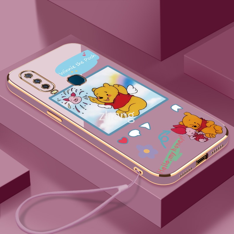 ใหม่ เคสโทรศัพท์มือถือนิ่ม ขอบตรง บางมาก กันกระแทก พร้อมสายคล้อง สําหรับ VIVO Y11 VIVO Y12 VIVO Y12i