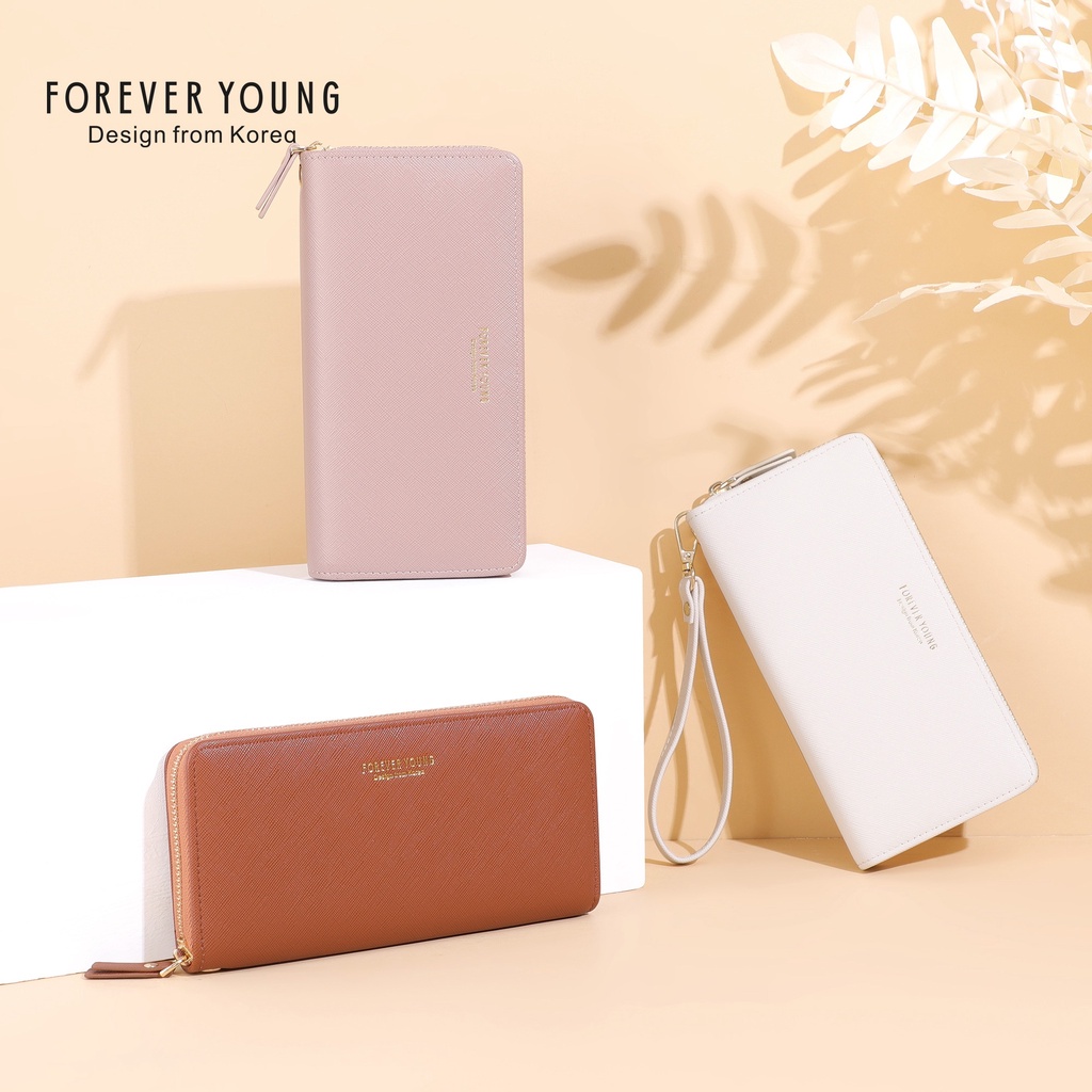 6106-003 กระเป๋าสตางค์ผู้หญิงใบยาว Forever Young แท้ กระเป๋าสตางค์คล้องมือได้แบบซิปรอบ พร้อมส่ง