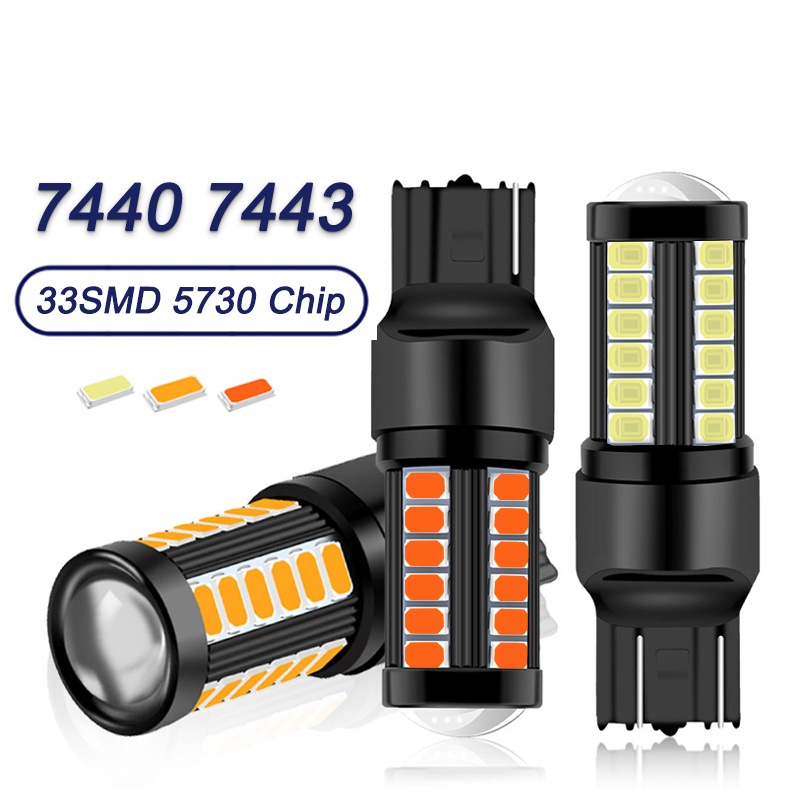 ไฟสัญญาณเบรก 12V-24V 7440 W21W Led T20 W21 5W 7443 Led 5730 33SMD สําหรับรถยนต์