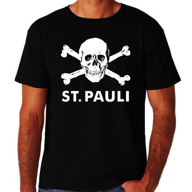 เสื้อยืด พิมพ์ลาย St Pauli Football Ultra Fan Skull Pirate Gery Hamburg s สีดํา สไตล์คลาสสิก สําหรับผู้ชาย HMhdkd00KLmln