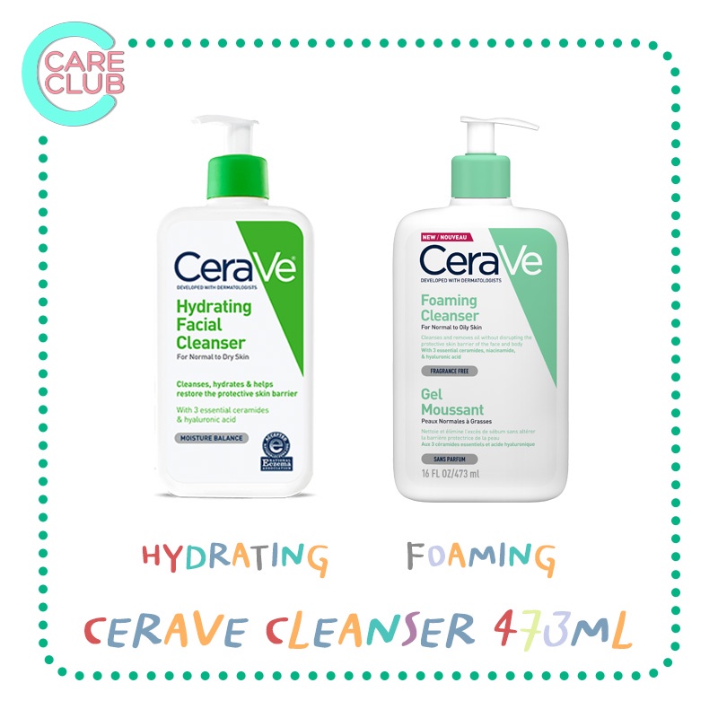CERAVE Foaming Cleanser / Hydrating Cleanser 473 ML เซราวี คลีนเซอร์ ผลิตภัณฑ์ทำความสะอาดผิวหน้าและผิวกาย