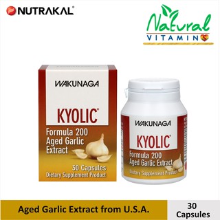 Nutrakal Kyolic 200 สารสกัดกระเทียมบ่มพิเศษออร์แกนิก 100% จาก USA บำรุงหัวใจ ลดไขมันในเลือด คุมระดับความดันโลหิต เสริมภูมิคุ้มกัน 30 แคปซูล x 1 ขวด