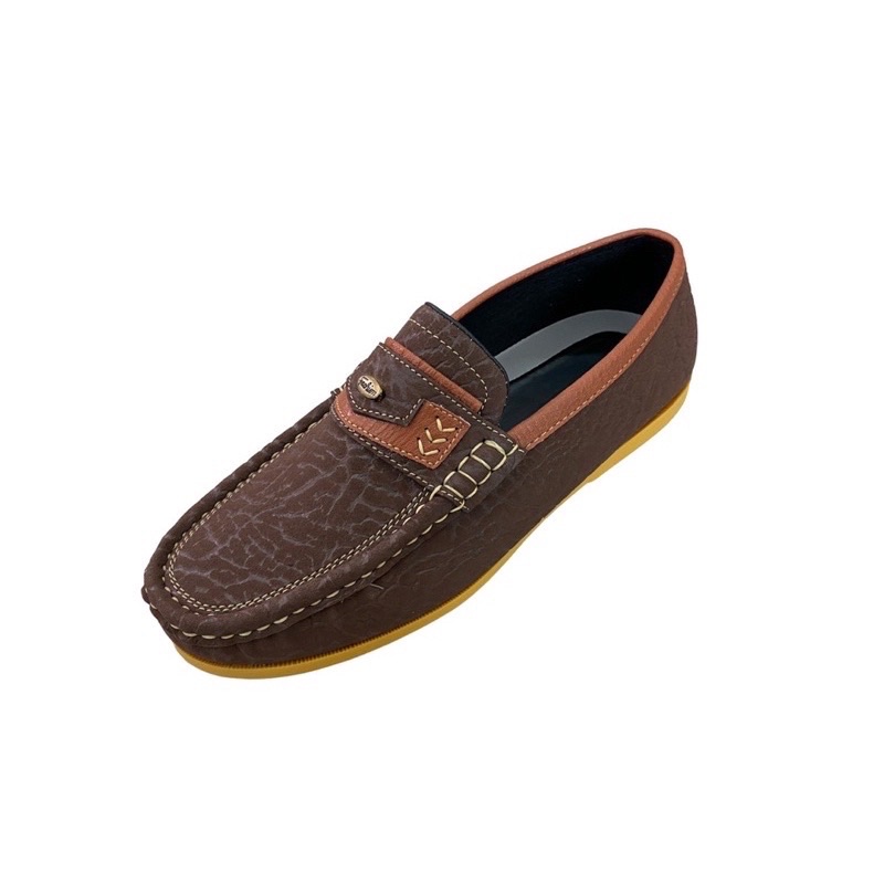 [ใส่โค้ด RABB06 ลด 5 บาท]🩴V-Minnute รุ่น 7155 🩴รองเท้าคัชชูชายลายหนังช้างแนวMoccasin(มอสคาซิน) รองเท้ารัดส้น