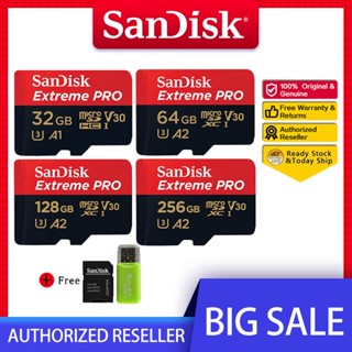 Sandisk การ์ดหน่วยความจํา MicroSD Extreme PRO 32GB 64GB 128GB 256GB UHS-I C10 V30 U3 A2 พร้อมอะแดปเตอร์ SDSQXC