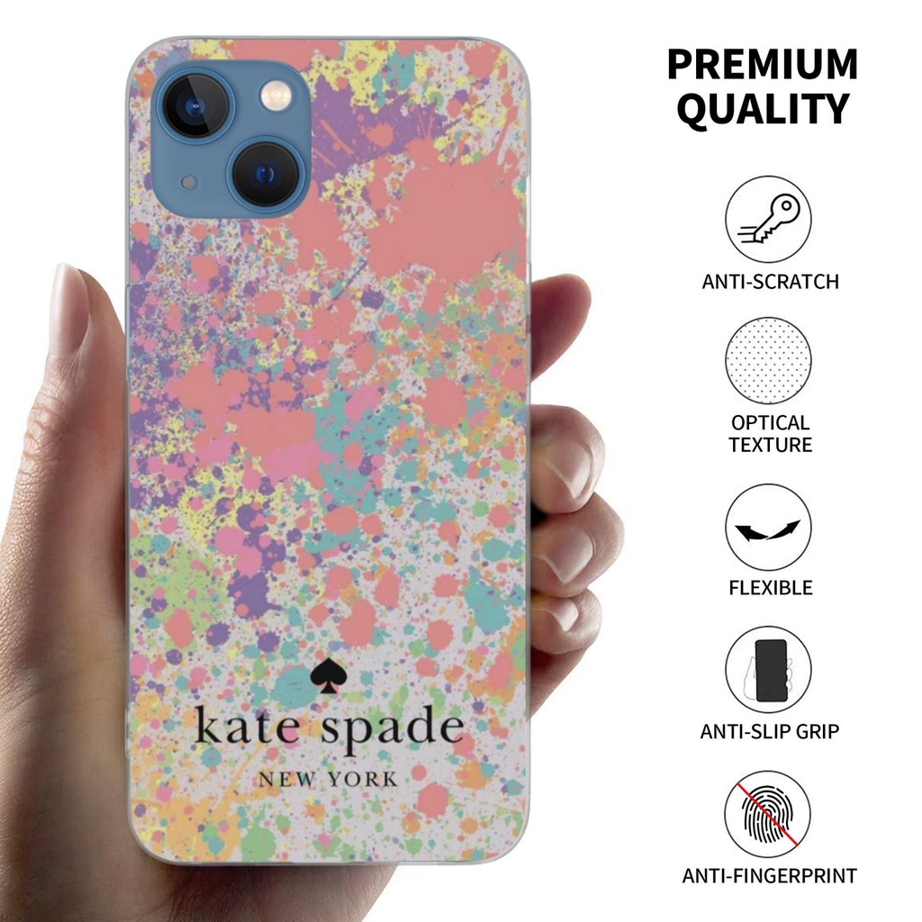 สต็อกพร้อม! Kate Spade แฟชั่นหรูหราใสเคสโทรศัพท์สําหรับ IPhone 14 13 12 16 15 Pro Max Mini XS XR 7 8 Plus SE