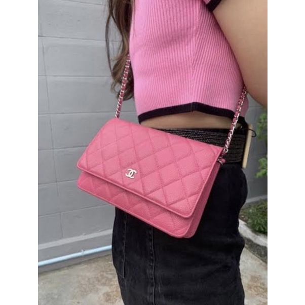 Chanel wallet on chain WOC Suede Caviar skin&SHW Holo18 แท้💯%