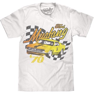 เสื้อแฟชั่นผญ เสื้อคู่ New Tee Luv Mens Faded 1970s Ford Mustang Car Shirt discount เสื้อวันพีช Tee