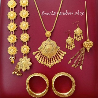 เครื่องประดับชุดไทยล้านนา สีทอง ชุดเซ็ท 6 ชิ้น รุ่น T006