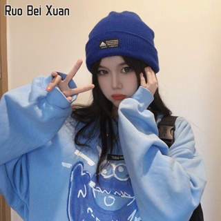 RUO BEI XUAN เสื้อสเวตเตอร์ผู้หญิงสไตล์เกาหลีหลวมบางรอบคอเสื้อหลวมแฟชั่นแนวโน้มเสื้อด้านบน