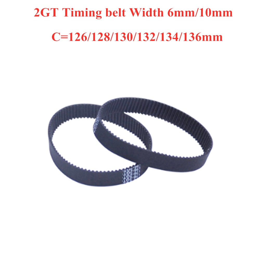 2GT-126/128/130/132/134/136 GT2 Timing Belt Width=6/10mm 2GT Closed-Loop Synchronous Belt 126-GT2 12