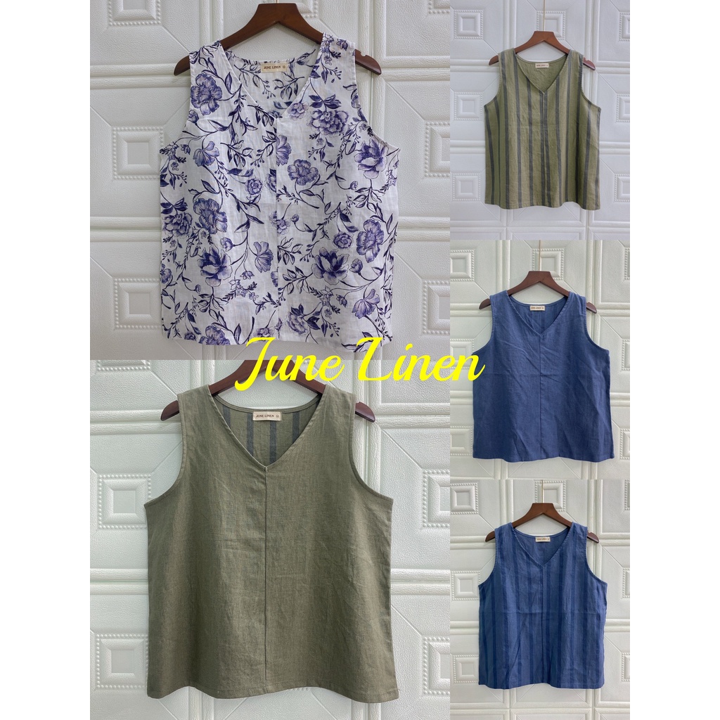JUNE A11 - เสื้อกล้ามคอเต่า LINEN หลายสี. มีไซด์ใหญ่ ไฟสปีด. รูปถ่ายจริง