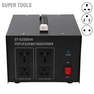 SUPER TOOLS 2500W Voltage Transformer 110‑120V to 220V Step Up 220‑240V 110V Buck Universal Power Converter