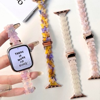 สายนาฬิกาข้อมือเรซิ่น ลายผีเสื้อ หรูหรา แบบเปลี่ยน สําหรับ Resin Butterfly สาย applewatch Strap Series 8 7 se 6 5 4 3 2 1 i ขนาด 41 มม. 45 มม. Ultra 49มม 40 มม. 44 มม. 38 มม. 42 มม. สายนาฬิกา applewatch