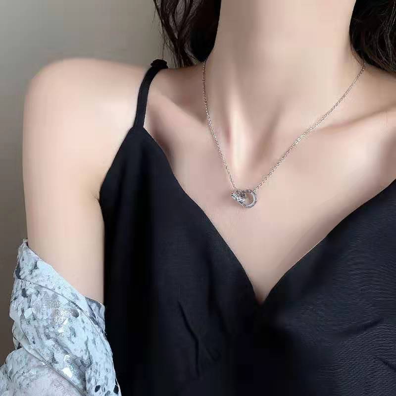 สร้อยข้อมือ สร้อยคอไทเทเนียม ฝังเพทาย แหวนคู่ สไตล์โรมัน รูปที่ 5