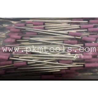 PKMTools แกนยาว 70 mm. หินเจียรแกนสีชมพู PA แกน 3 mm.​ ทรงกระบอก #80​ 4x12x3 mm.
