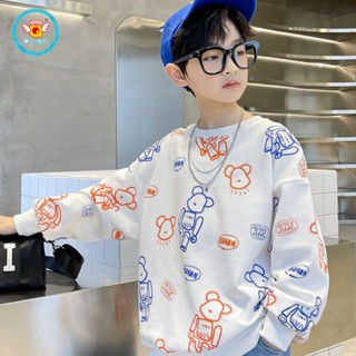 IQ Angel เสื้อยืดแขนยาวเด็กเสื้อยืดแขนยาวเด็กผู้หญิงท็อปน่ารักการ์ตูนเสื้อเชิ้ตแขนยาวเด็กผู้ชายคอลูกเรือการออกแบบหลวมเสื้อแจ็คเก็ตเด็กโต