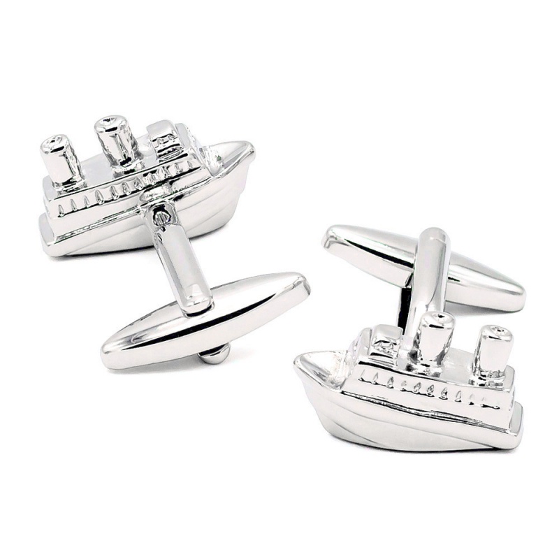 เครื่องประดับแฟชั่น Cufflink Ship Cruise Ship Cufflink Glossy Plain Metal Cufflink Mens French Shirt