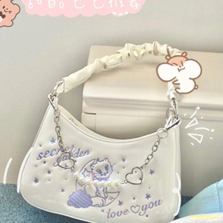 🔥ราคาถูกที่สุด🔥ใหม่ Secret Garden Light Punk Sweet and Spicy กระเป๋าสะพายใต้วงแขน Sweetheart Pearl Chain Bag