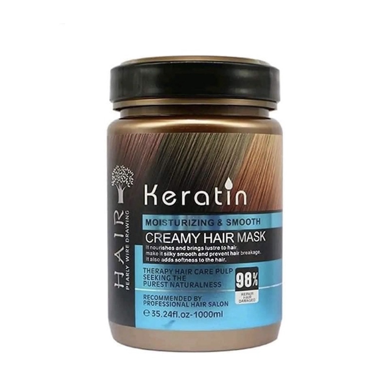 Keratin creamy hair mask 98%repair hair damaged เคราติน ​ครีมมี่ แฮร์ มาส์ก(ผมเสียจากการทำเคมี)1000m