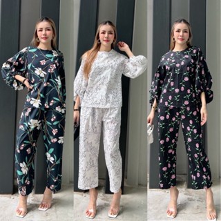 📌ทักก่อนสั่ง📌ชุดเซท ผ้าคอตตอน เสื้อคอวี แขนยาว ปลายจั๊ม อก44”+ กางเกงขายาว richmoney