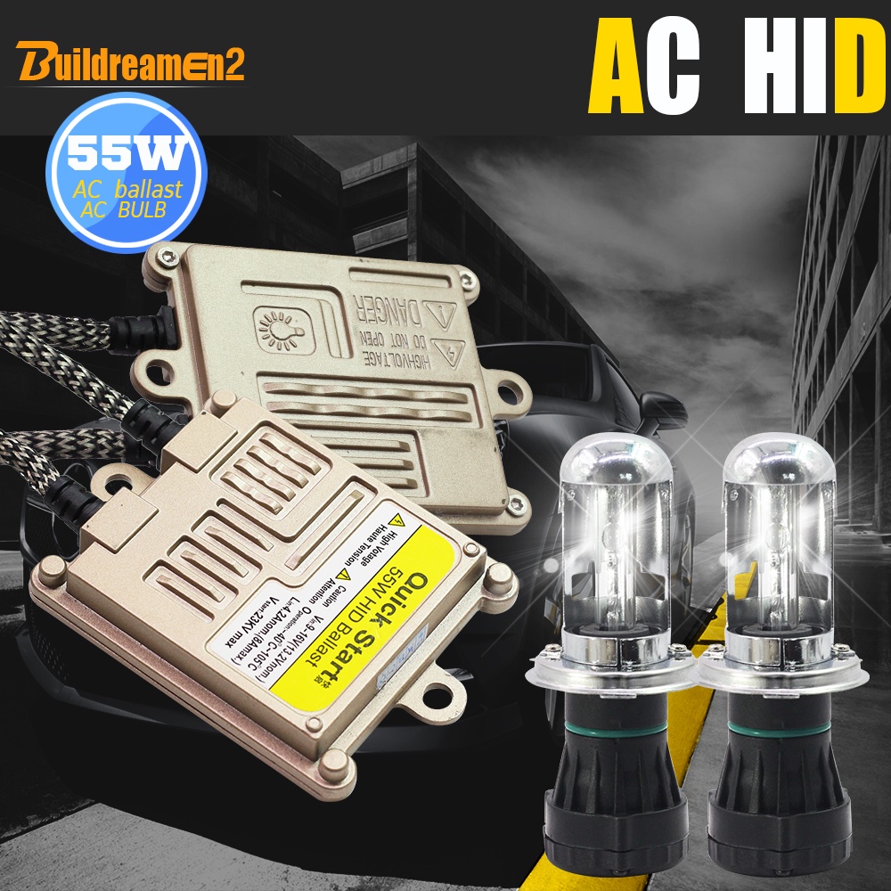 Buildreamen2 55W H4 Hi/Lo Auto HID Xenon Kit AC Ballast Bi Xenon Lamp Harness Wire 3000K-12000K Conversion Car Light Hea