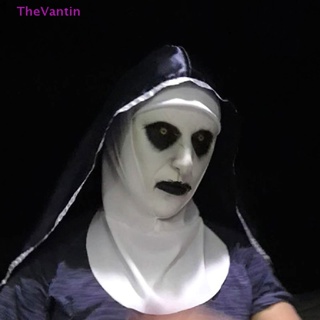 Thevantin The Horror Scary Nun Latex Mask พร้อมผ้าพันคอคอสเพลย์ สําหรับปาร์ตี้ฮาโลวีน