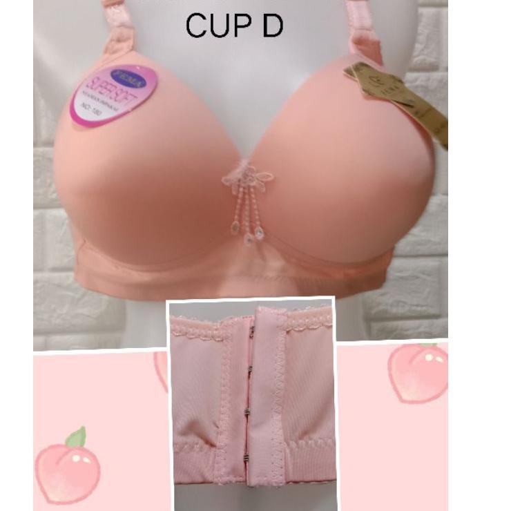 Chekout Jumbo BRA Heels 4 Cup D(Large) (F180) 247 BRA ไซส์ 42-48 with Wire Free Sponge ชุดชั้นในสตรี