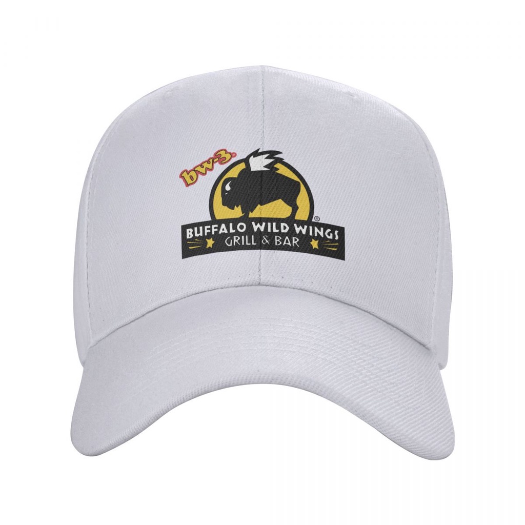 ใหม่ที่มีอยู่ Buffalo Wild Wings โลโก้เบสบอลหมวกผู้ชายผู้หญิงแฟชั่นโพลีเอสเตอร์สีทึบหมวกปีกโค้ง Unis