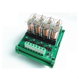 Quad บอร์ดโมดูลรีเลย์ควบคุมแรงดันไฟฟ้า 12V หรือ 24V 4 PLC