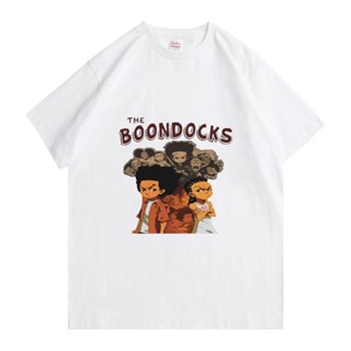 เสื้อขาว 2022 ขาย ตลก Boondocks ฮิวอี้และไรลีย์เสื้อยืดผู้ชายผู้หญิงหลวมสีดําทีชายเสื้อยืดผ้าฝ้ายบริสุทธิ์ผู้ชายขนาดใหญ่